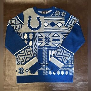 Klew NFL Men's Indianapolis Colts Patches Ugly Sweater. Size M